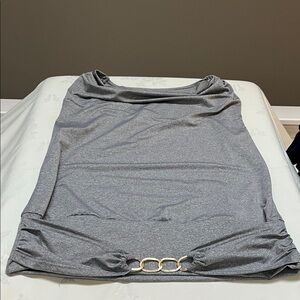 Gray Women's Skirt with Gold Accents